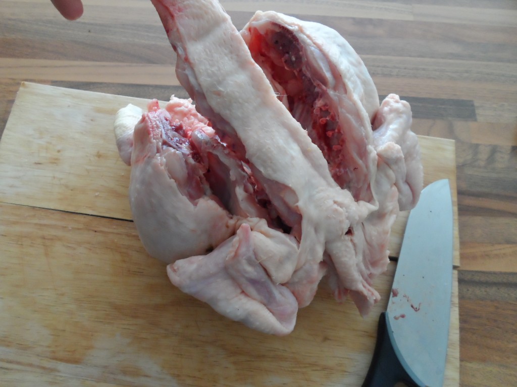 Chicken with backbone removed